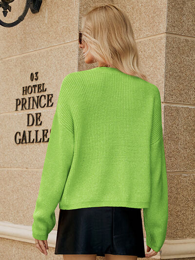 Dropped Shoulder Button Up Cardigan - AllIn Computer