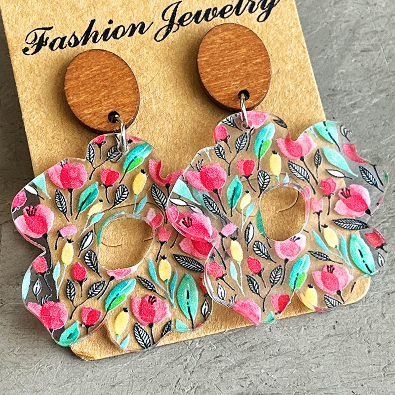 Flower Shape Acrylic Dangle Earrings - AllIn Computer