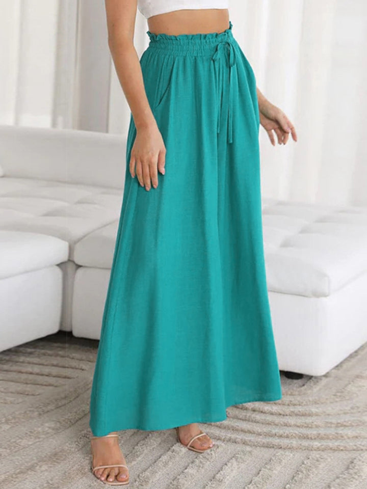 Drawstring Waist Wide Leg Pants - AllIn Computer
