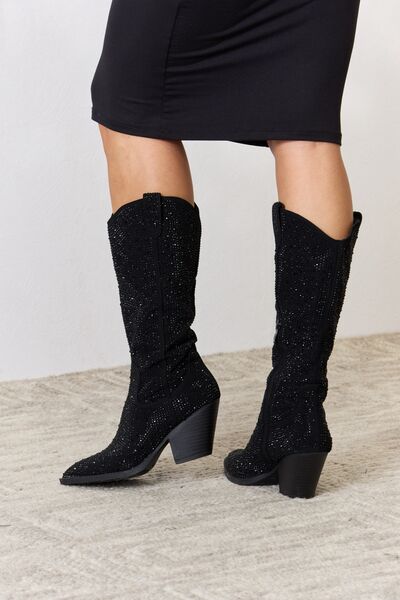 Forever Link Rhinestone Knee High Cowboy Boots - AllIn Computer