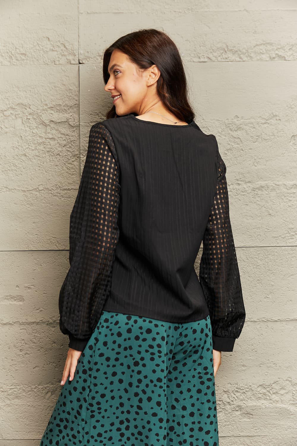 V-Neck Long Sleeve Blouse - AllIn Computer