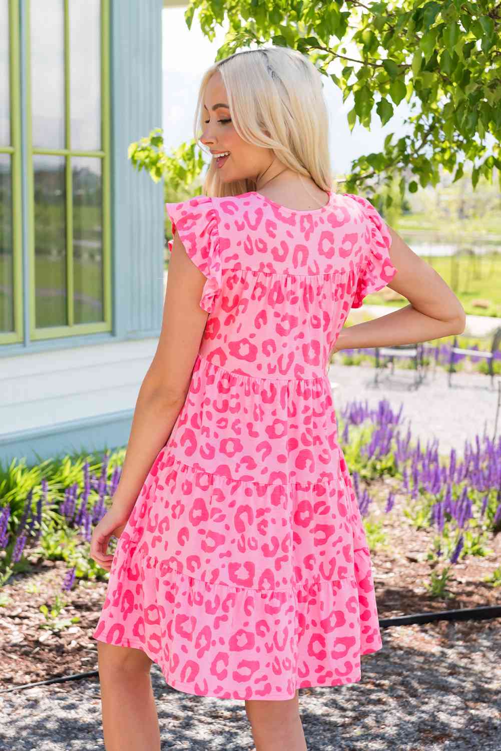 Leopard Round Neck Tiered Dress - AllIn Computer