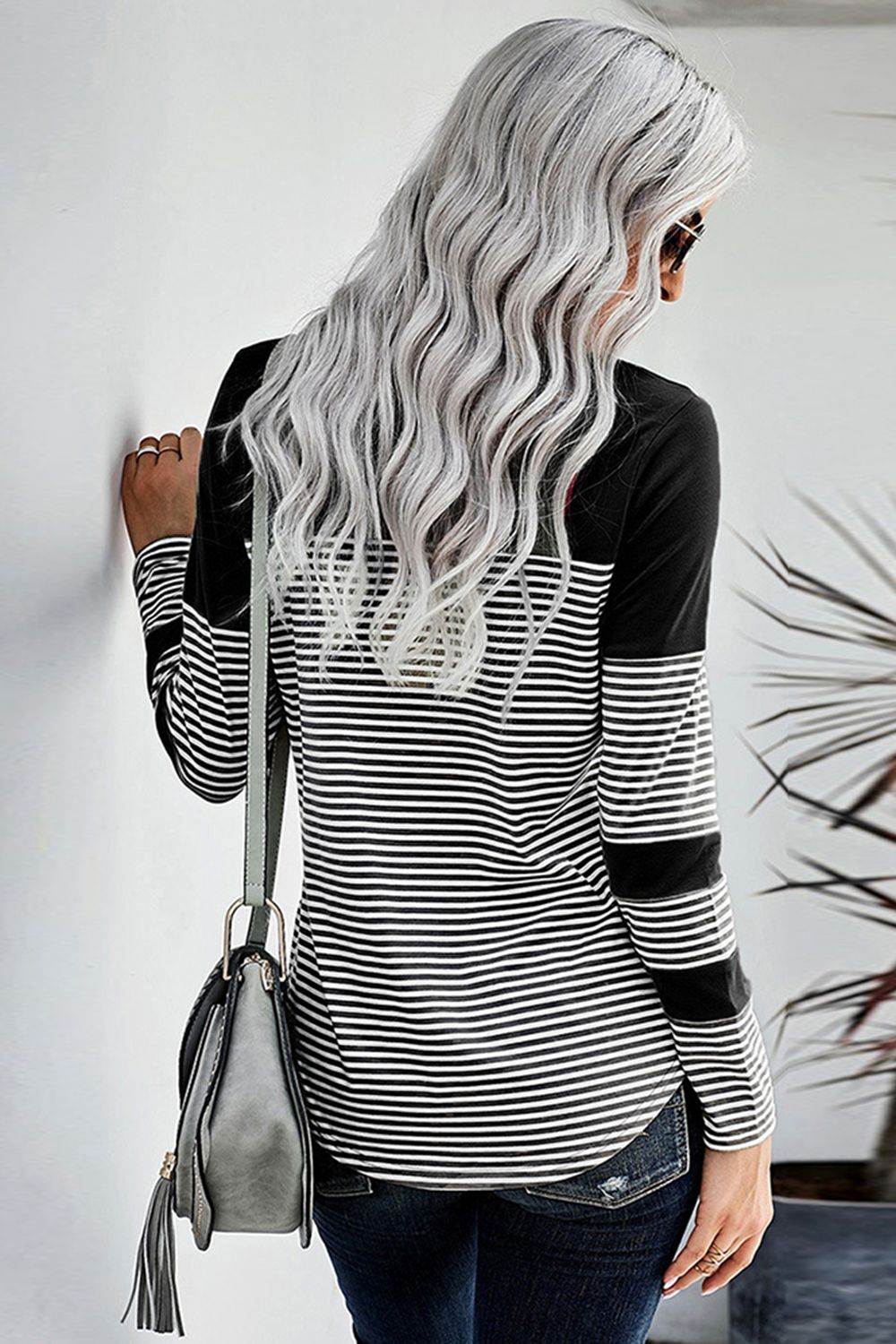 Striped Round Neck Long Sleeve T-Shirt - AllIn Computer