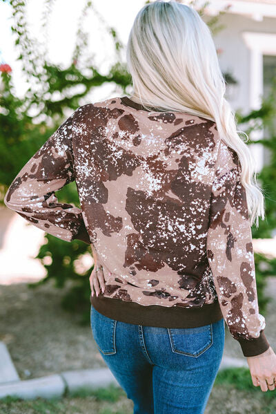 Printed Round Neck Long Sleeve T-Shirt - AllIn Computer