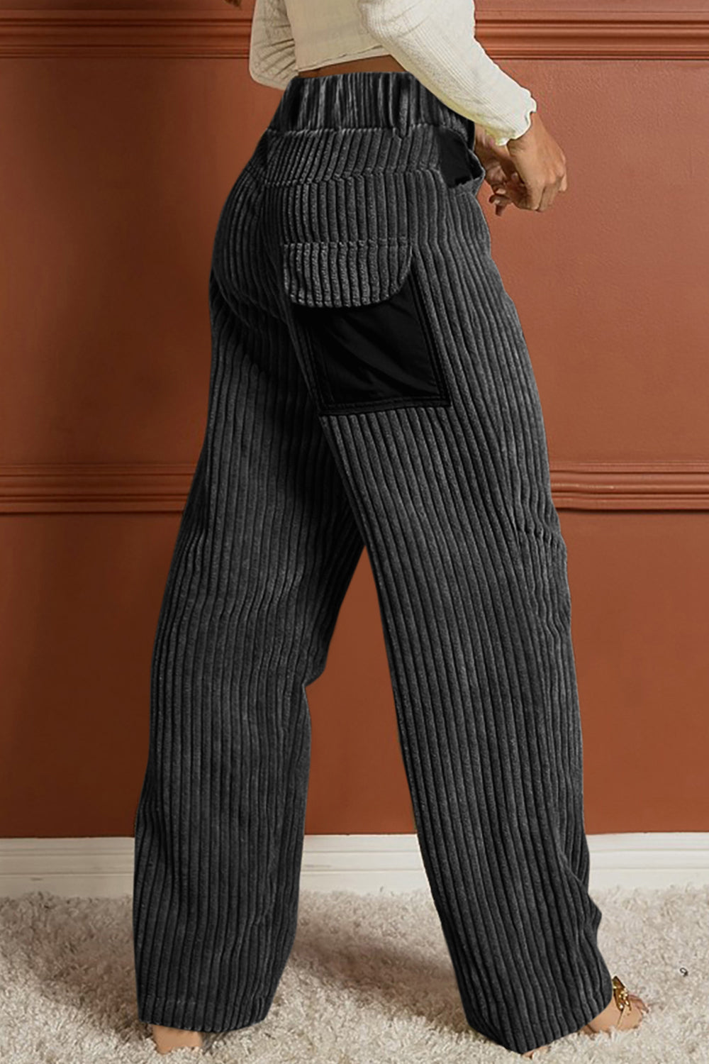 Ribbed Longline Pocketed Pants - AllIn Computer