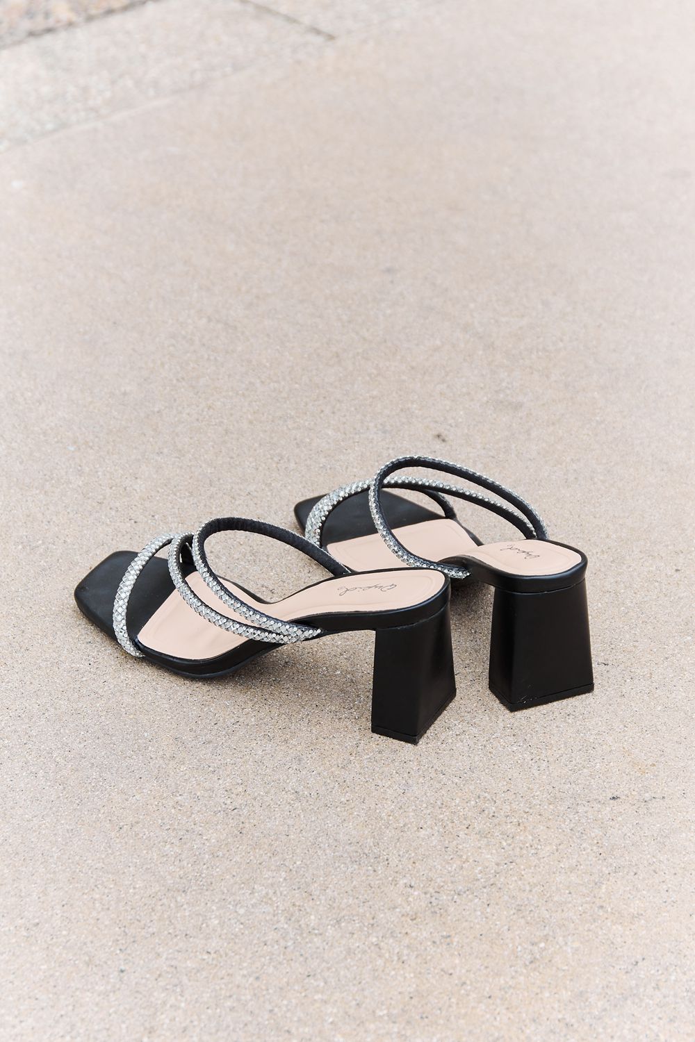 Qupid Level Up Rhinestone Strap Heels - AllIn Computer