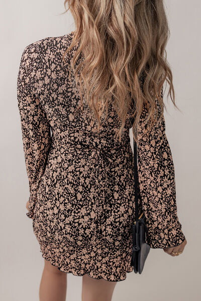 Floral Tied V-Neck Mini Dress - AllIn Computer