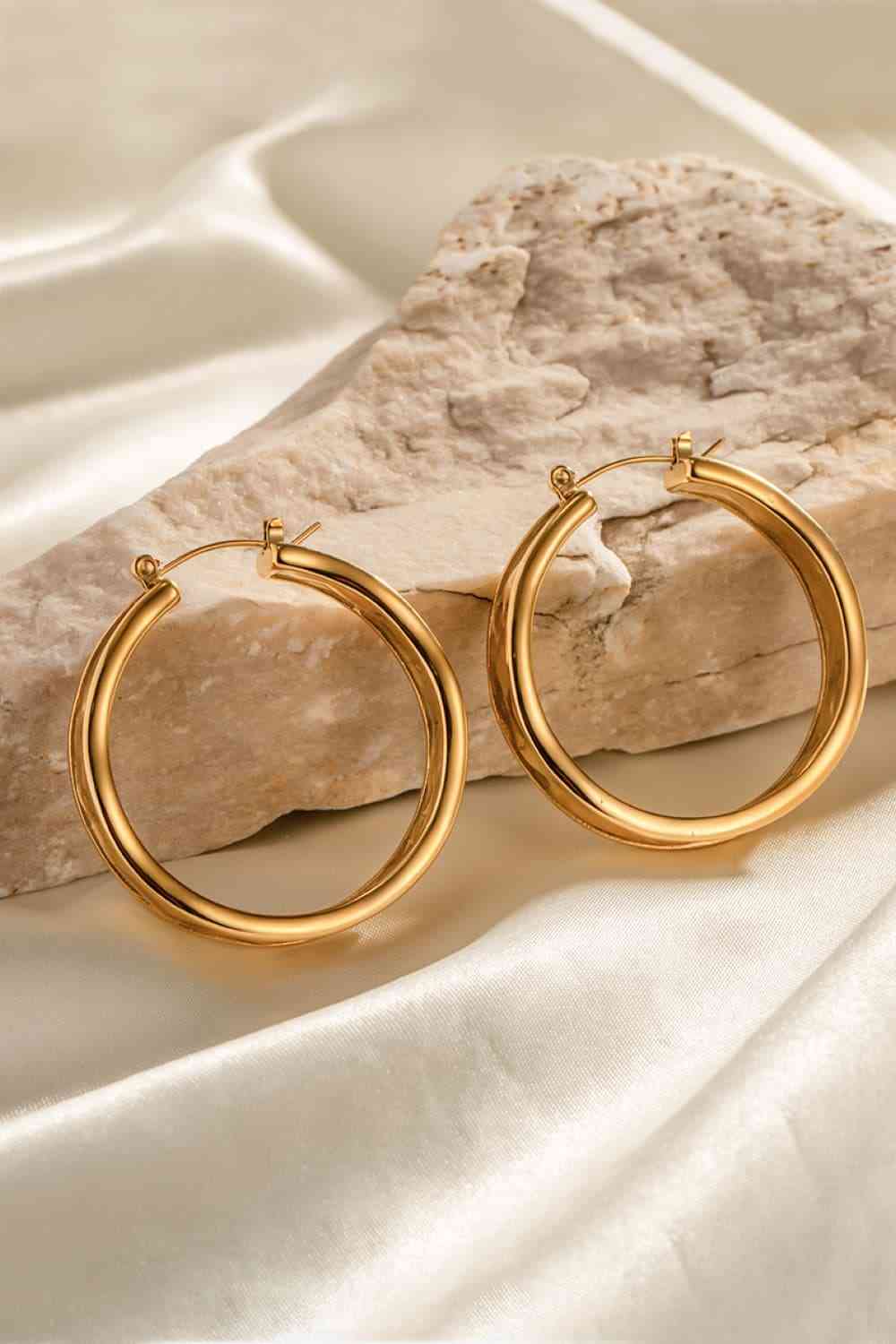 Hammered Stainless Steel Hoop Earrings - AllIn Computer