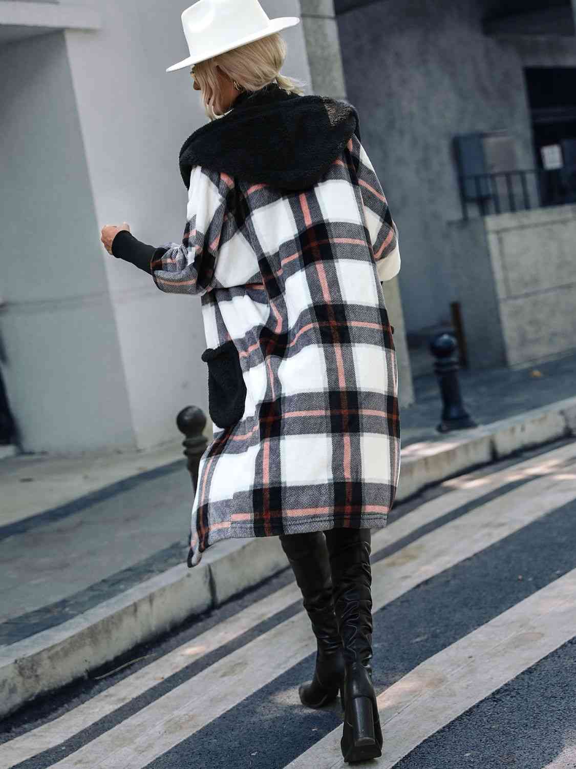 Plaid Button Down Hooded Jacket - AllIn Computer