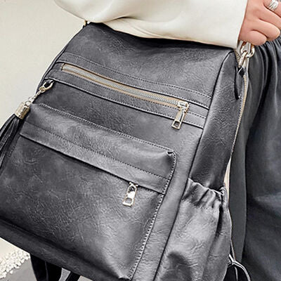 PU Leather Convertible Backpack - AllIn Computer