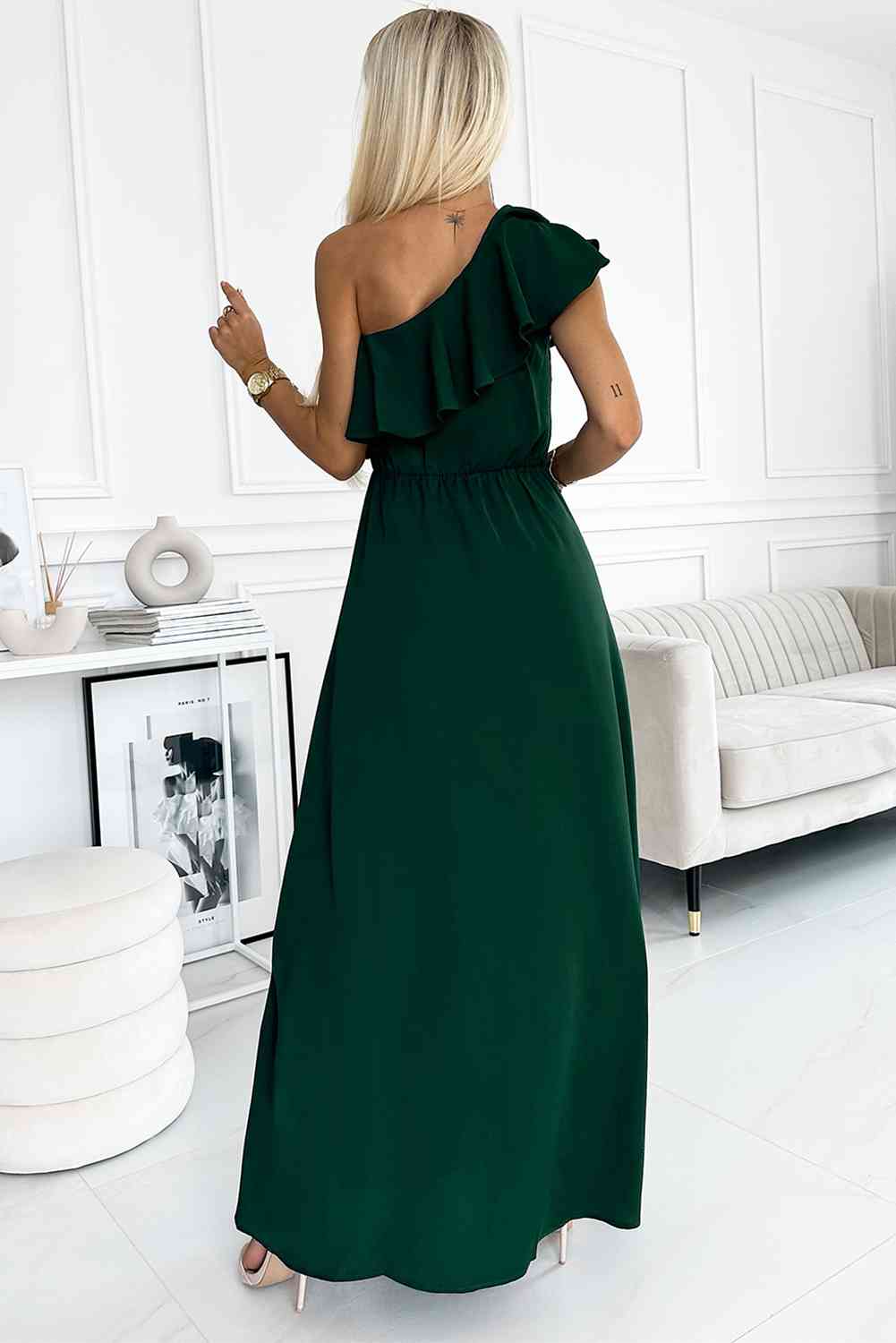 One-Shoulder Ruffled Maxi Dress - AllIn Computer
