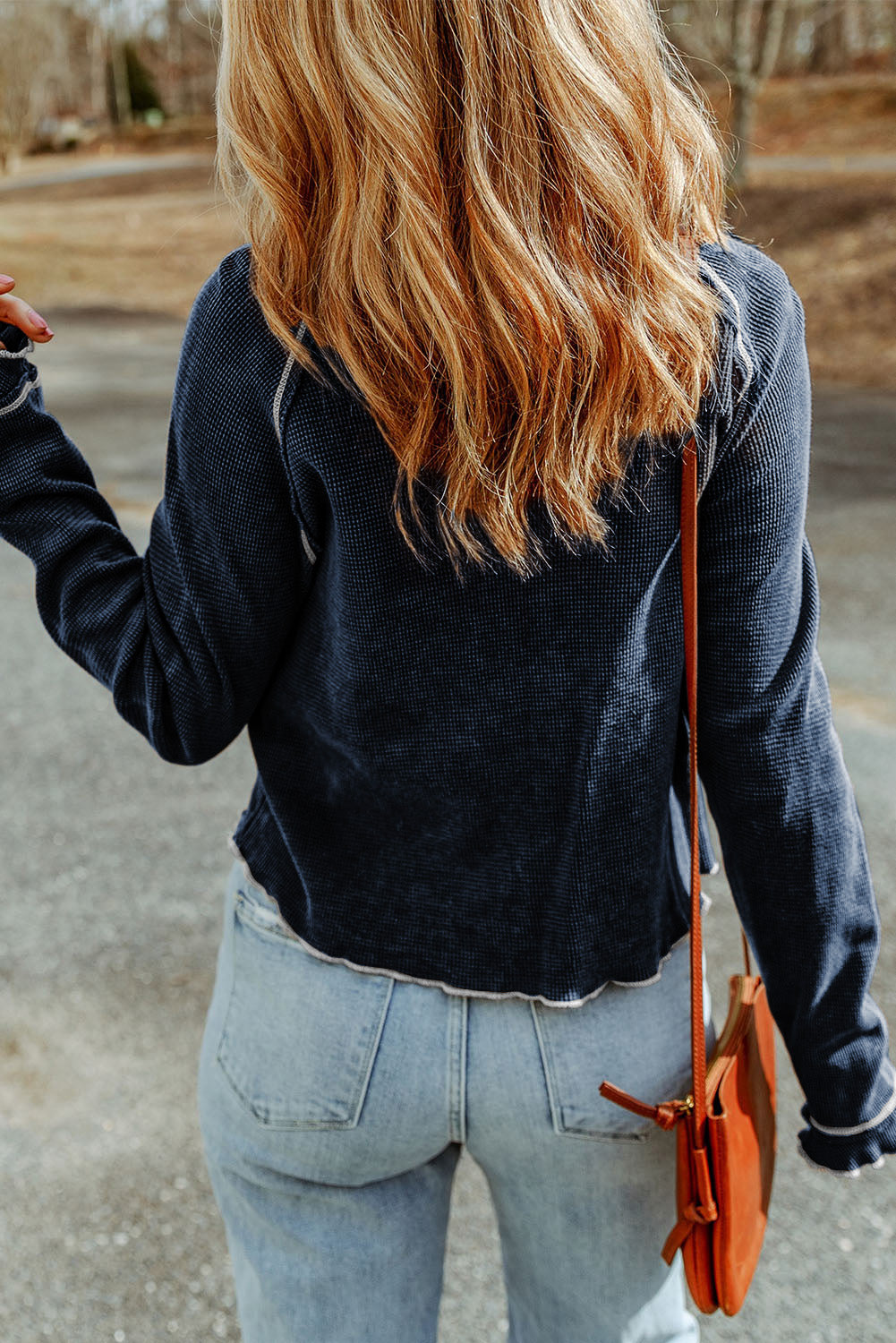 Double Take Long Raglan Sleeve Round Neck Top - AllIn Computer