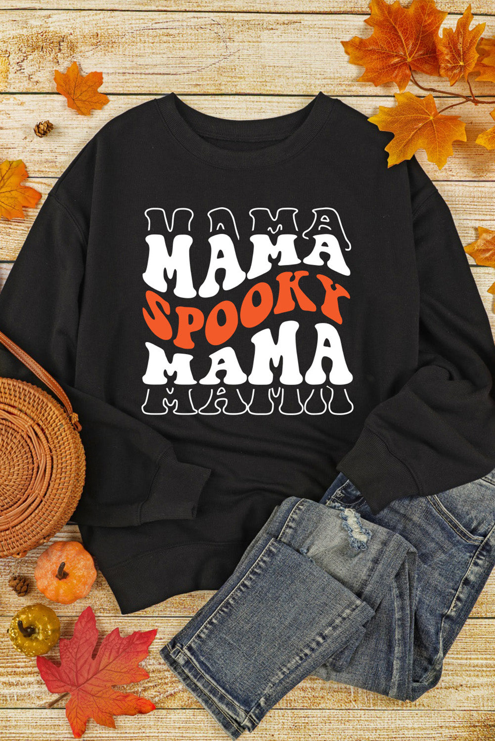 Round Neck Long Sleeve SPOOKY MAMA Sweatshirt - AllIn Computer