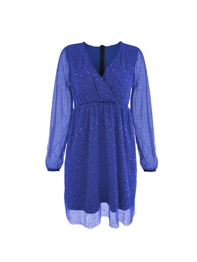 Surplice Balloon Sleeve Mini Dress - AllIn Computer