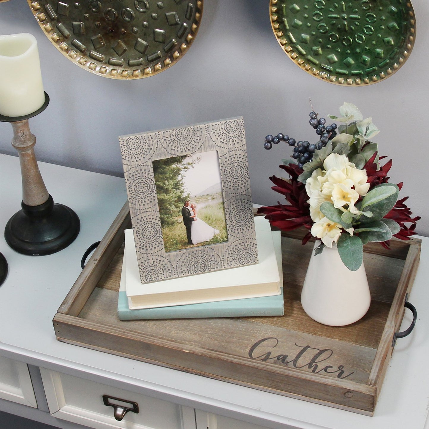 Modern Farmhouse Gather Wood & Metal Tray - AllIn Computer
