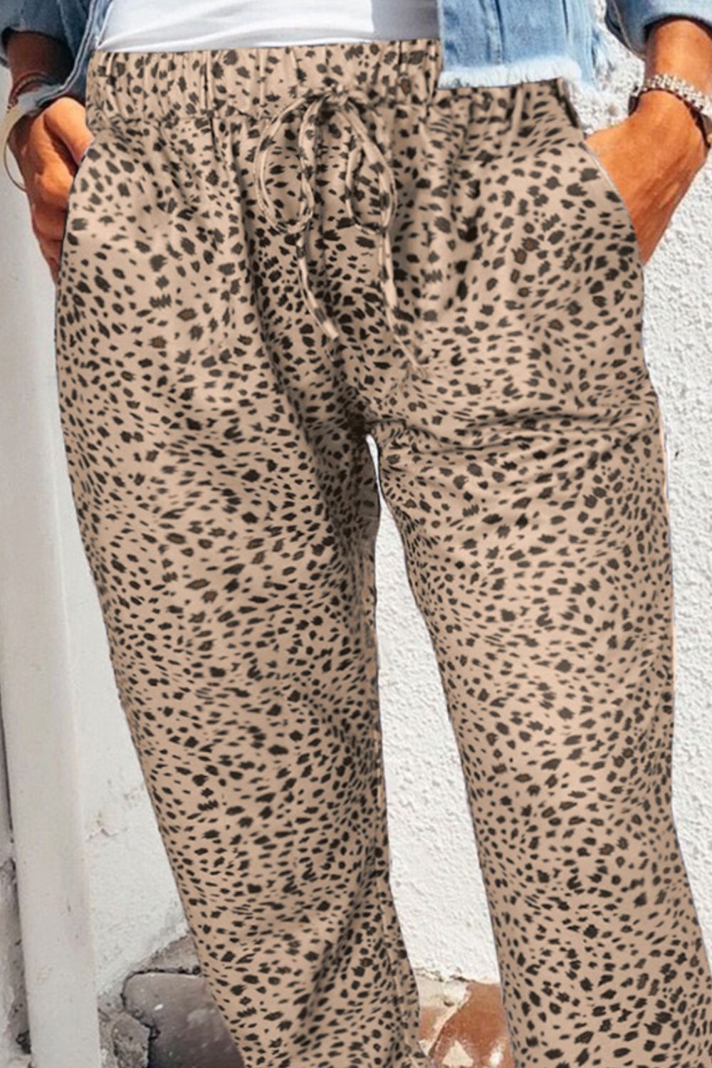 Leopard Pocketed Long Pants - AllIn Computer