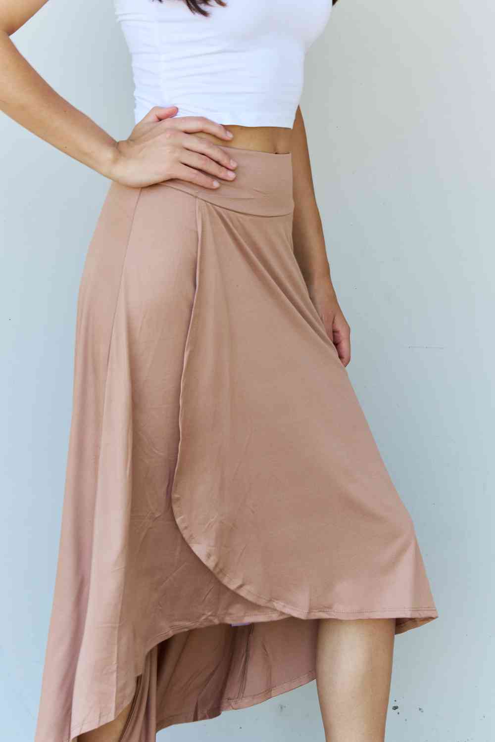 Ninexis First Choice High Waisted Flare Maxi Skirt in Camel - AllIn Computer