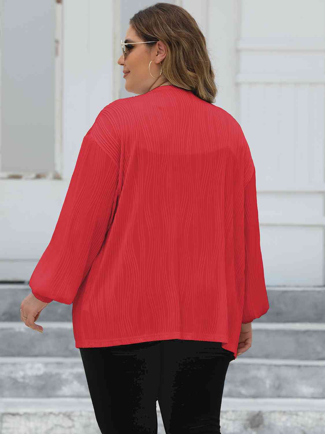 Plus Size Open Front Long Sleeve Cardigan - AllIn Computer