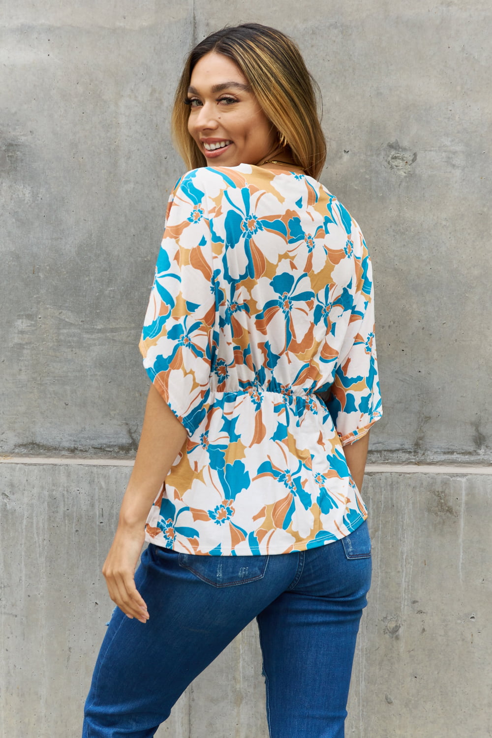 BOMBOM Floral Print Wrap Tunic Top - AllIn Computer