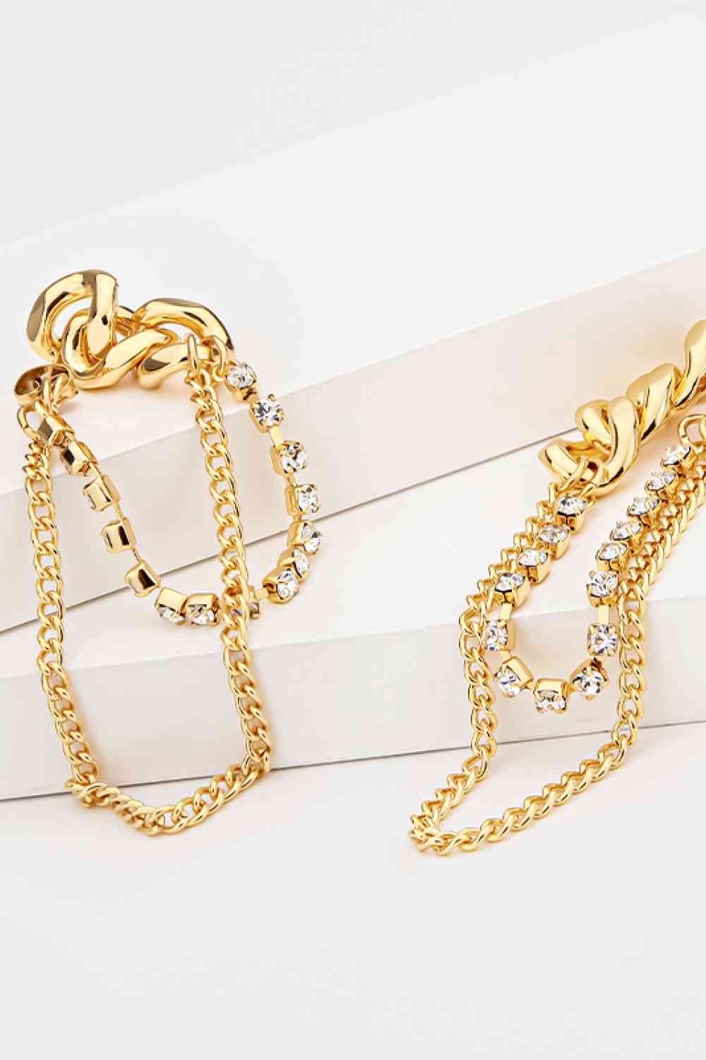 Rhinestone Copper Chain Earrings - AllIn Computer