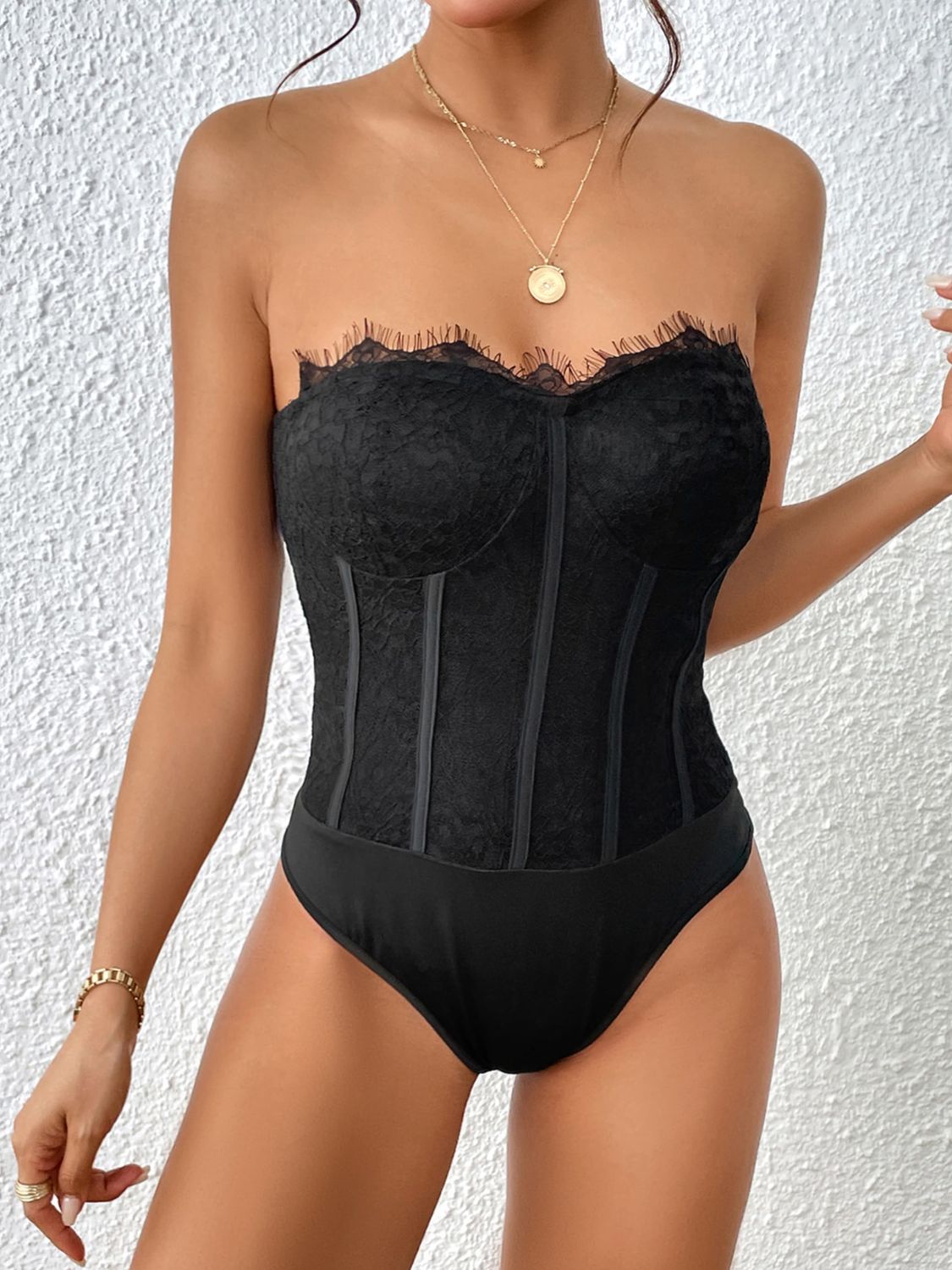 Strapless Sweetheart Neck Bodysuit - AllIn Computer