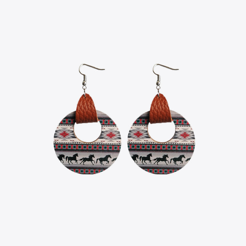 Round Shape Wooden Dangle Earrings - AllIn Computer