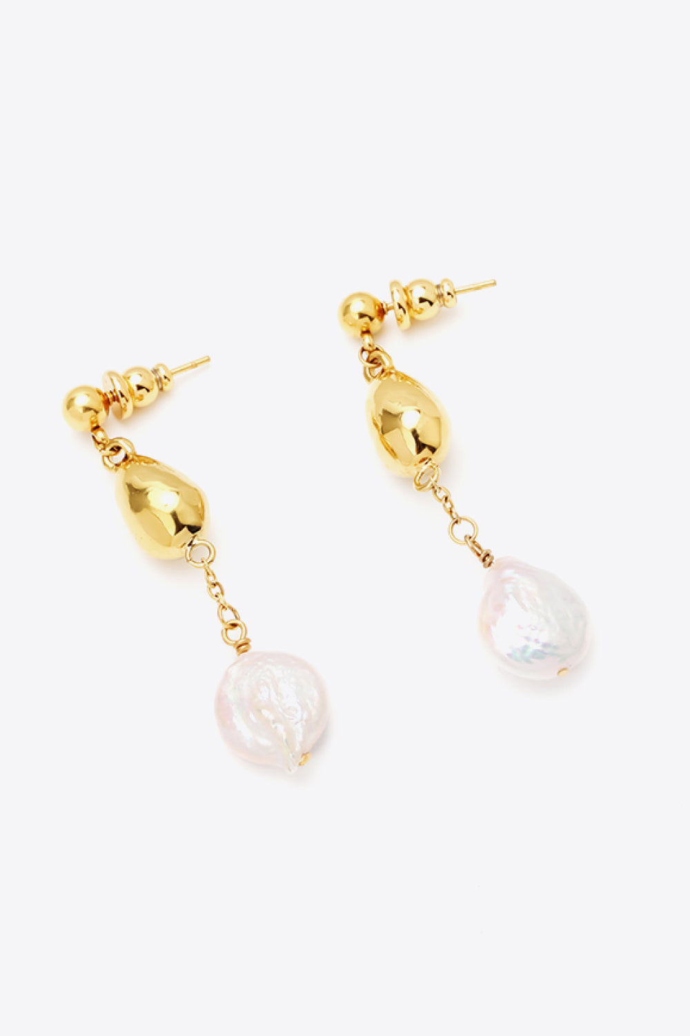 18K Gold-Plated Two-Tone Pearl Drop Earrings - AllIn Computer