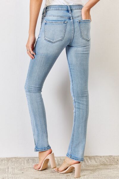 Kancan Full Size Mid Rise Y2K Slit Bootcut Jeans - AllIn Computer