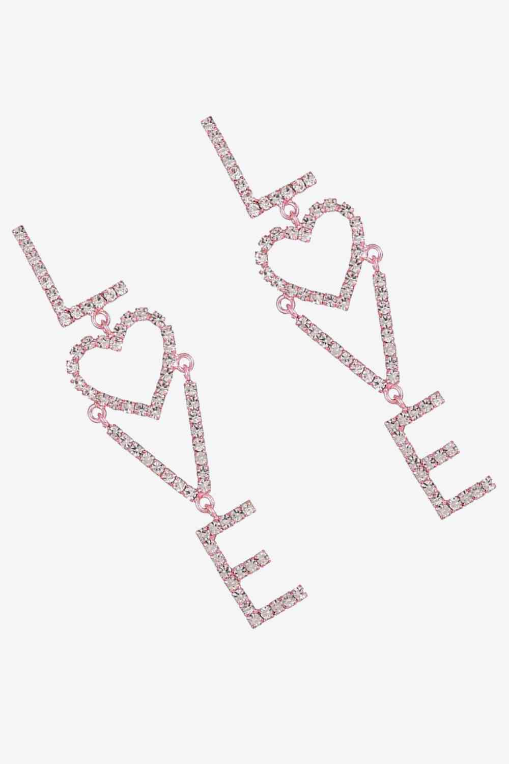 LOVE Glass Stone Zinc Alloy Earrings - AllIn Computer