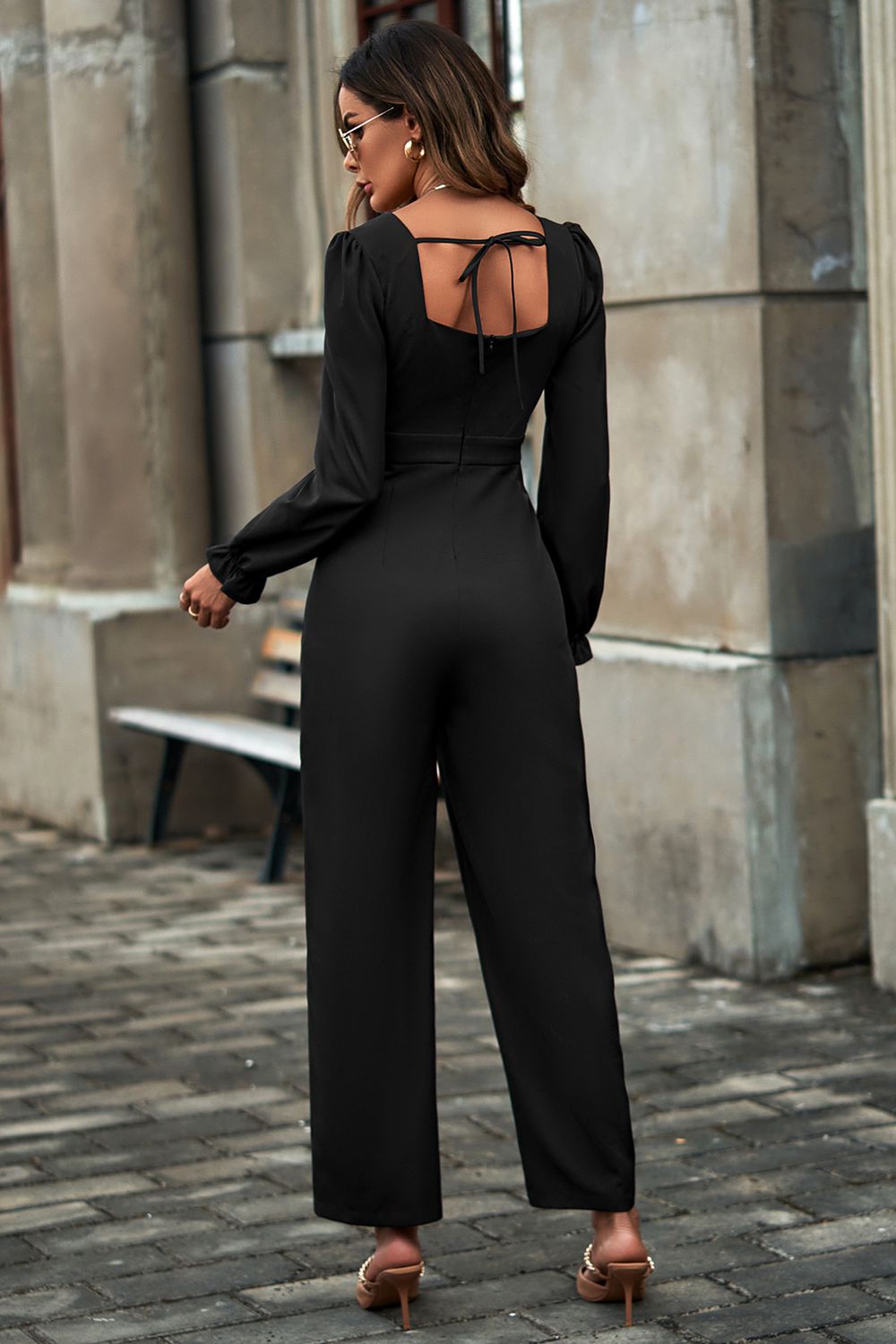 Sweetheart Neck Flounce Sleeve Jumpsuit - AllIn Computer