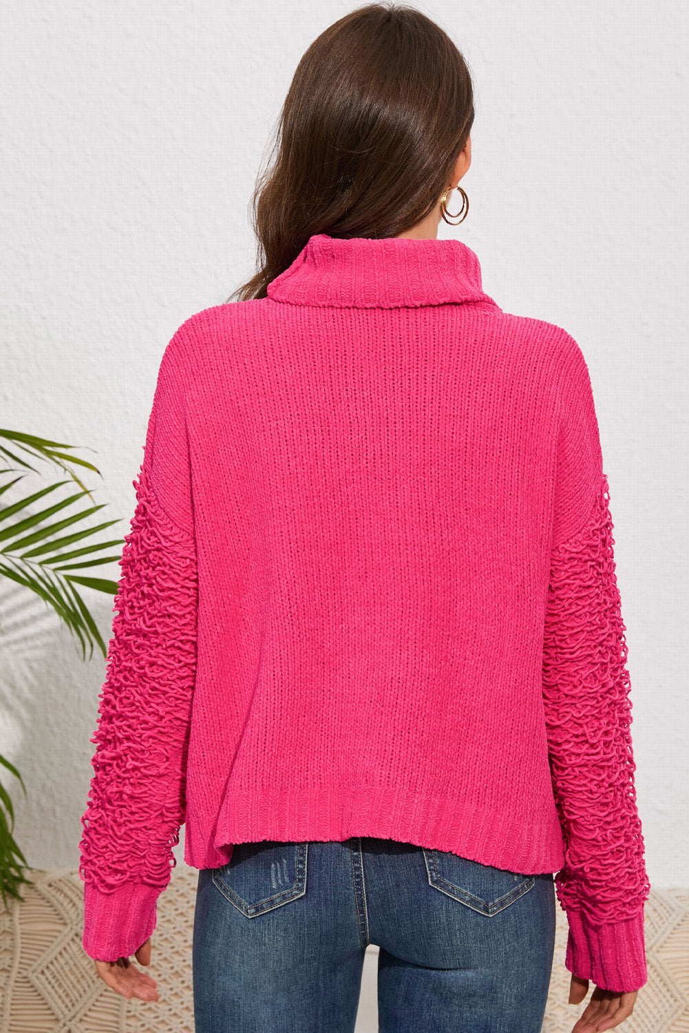 Turtle Neck Sleeve Detail Sweater - AllIn Computer