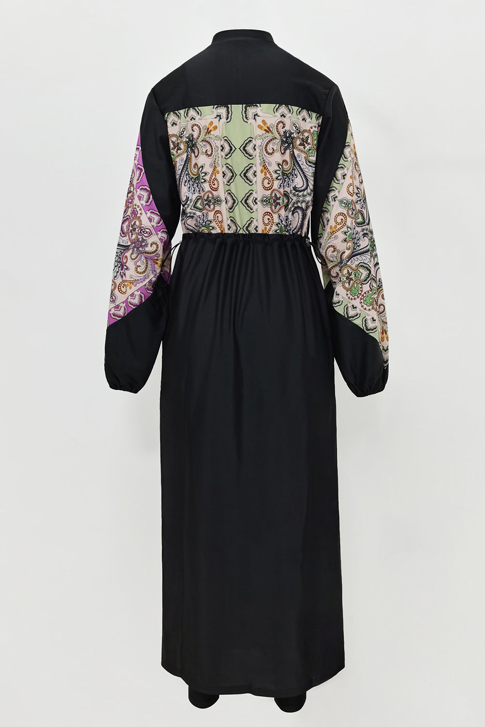 Cap, Drawstring Printed Long Sleeve Dress and Pants Swim Set - AllIn Computer