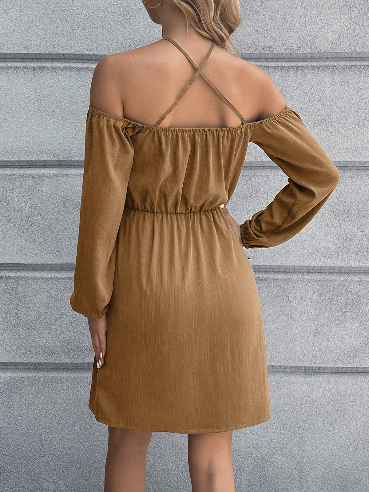 Cold-Shoulder Crisscross Mini Dress - AllIn Computer