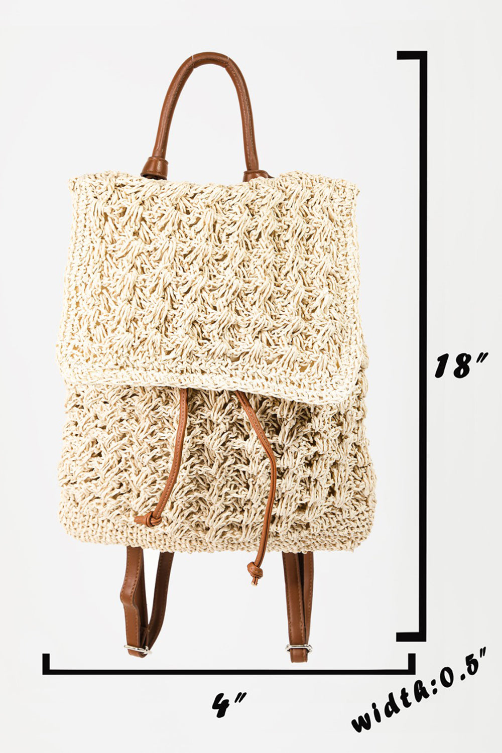 Fame Straw Braided Faux Leather Strap Backpack Bag - AllIn Computer