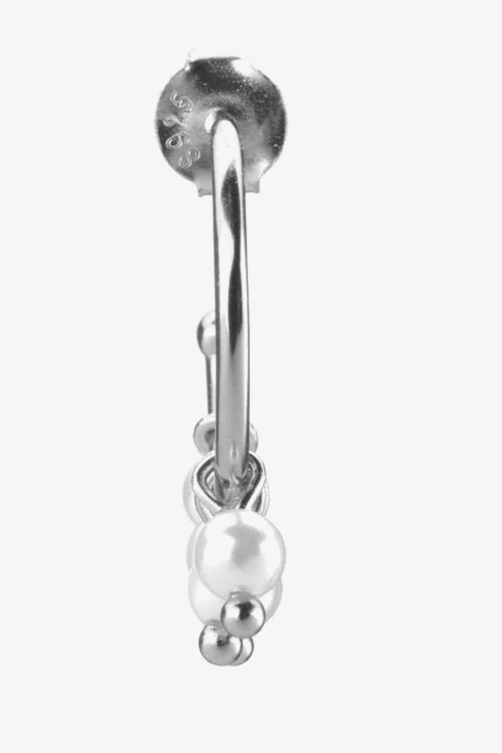 Pearl 925 Sterling Silver C-Hoop Earrings - AllIn Computer
