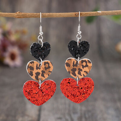 Heart Leather Drop Earrings - AllIn Computer