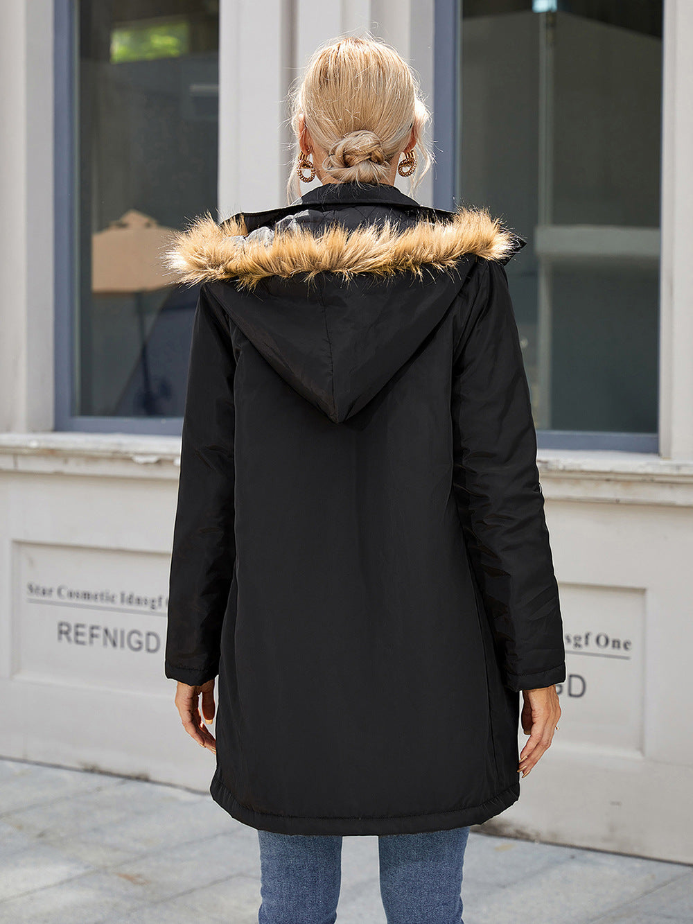 Double Take Faux Fur Trim Hooded Puffer Jacket - AllIn Computer