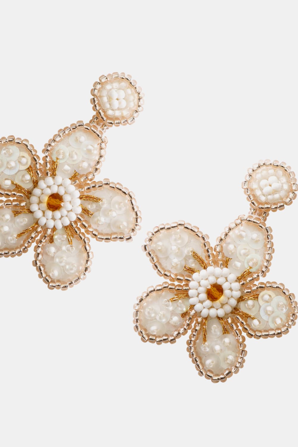 Flower Shape Beaded Dangle Earrings - AllIn Computer
