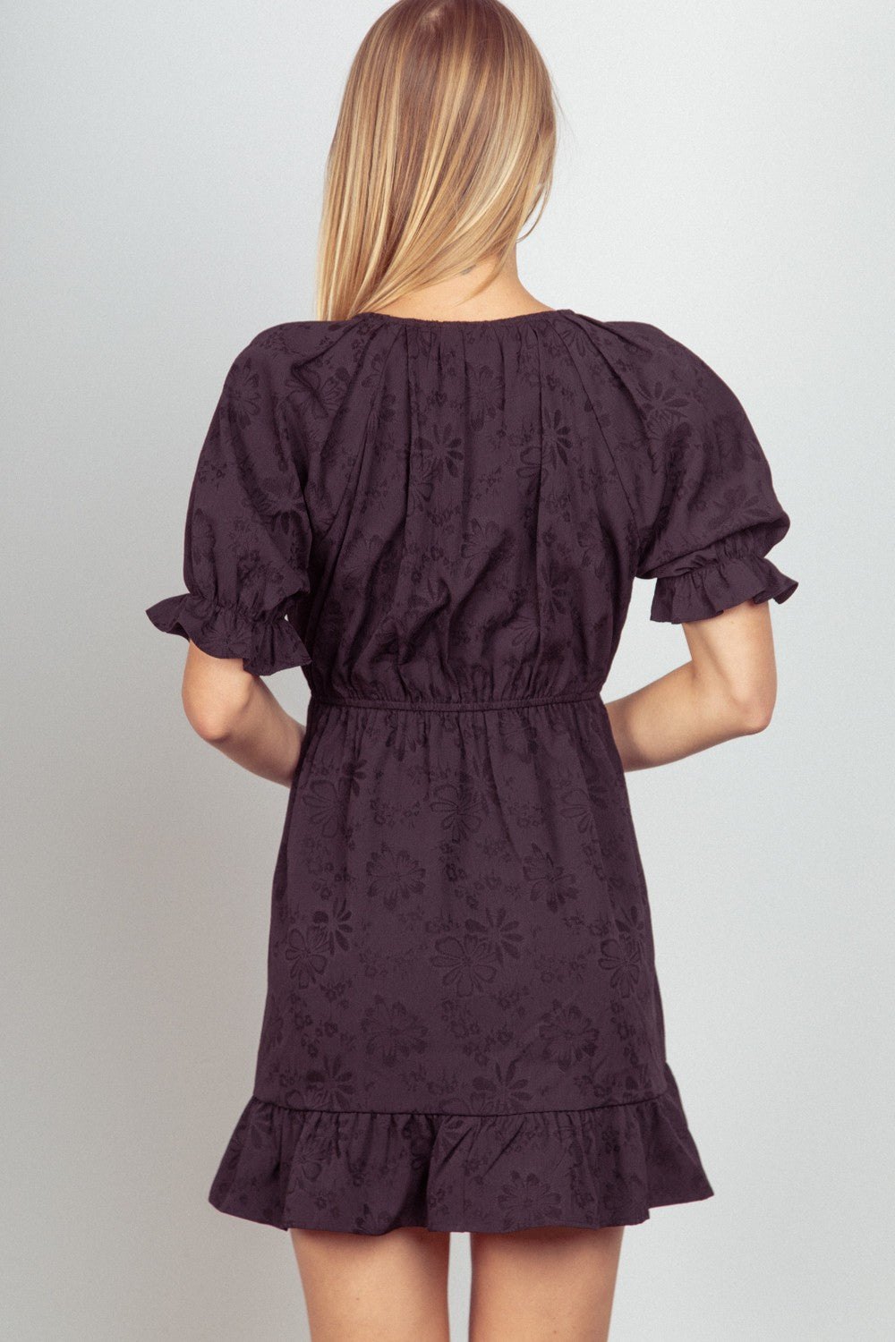 VERY J Floral Textured Woven Ruffled Mini Dress - AllIn Computer