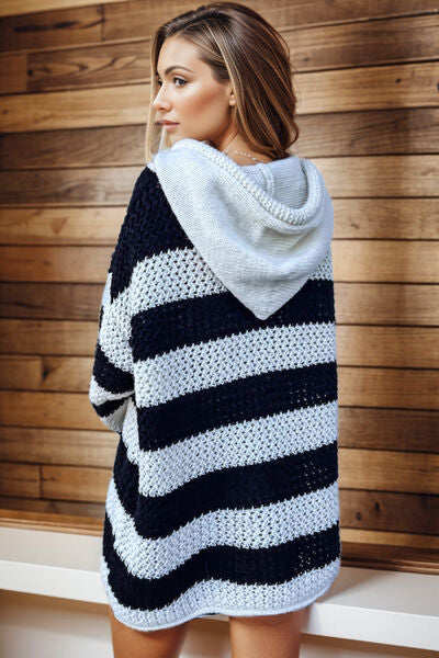 Striped Hooded Mini Sweater Dress - AllIn Computer