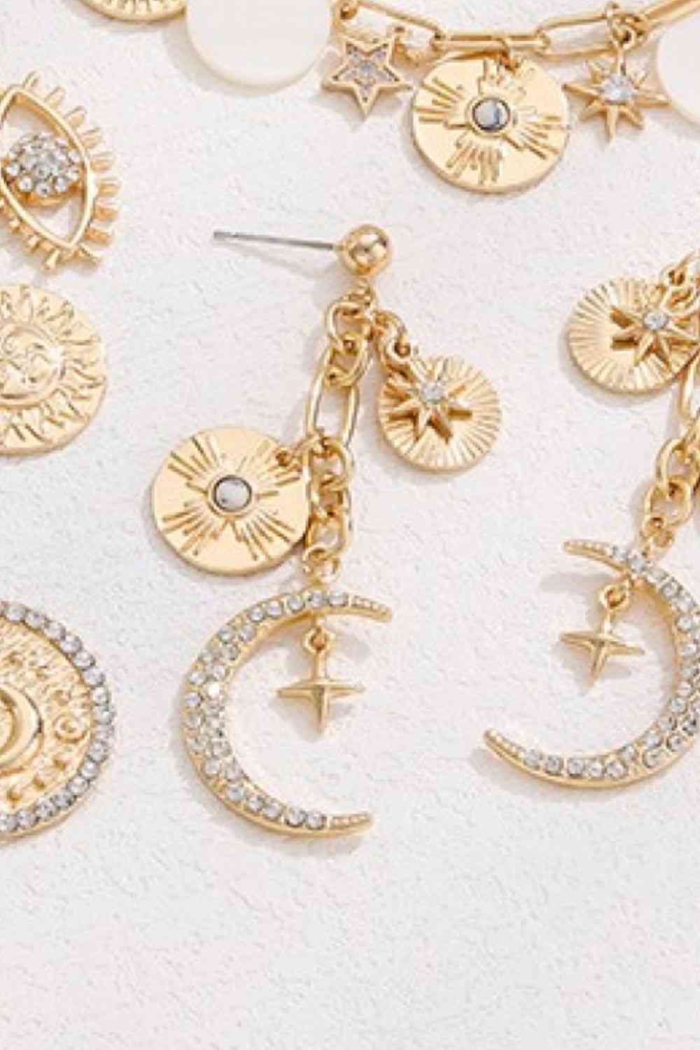 Rhinestone Moon Dangle Earrings - AllIn Computer