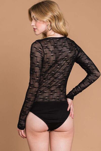 Culture Code Round Neck Mesh Perspective Bodysuit - AllIn Computer
