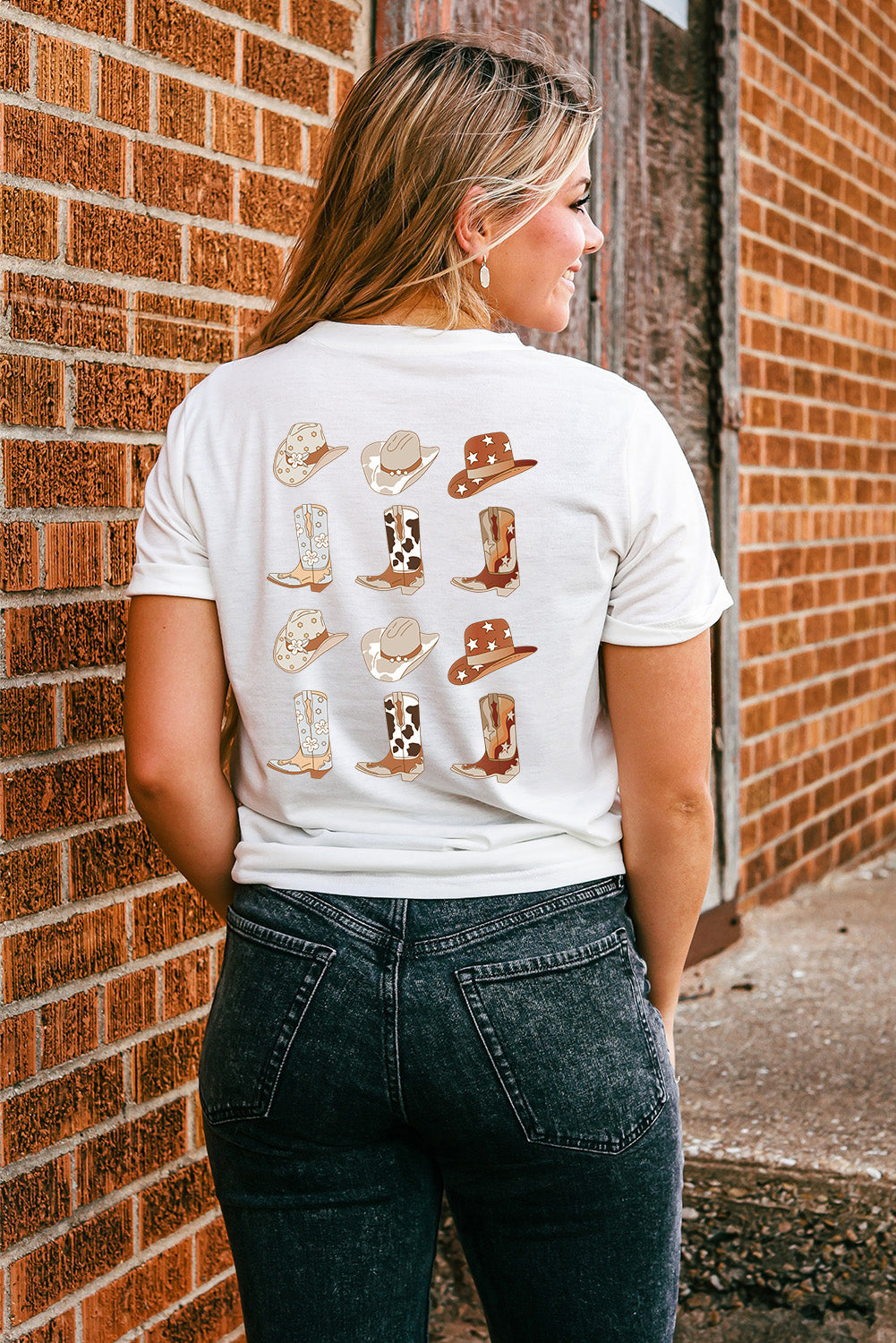 Round Neck Short Sleeve Cowboy Theme T-Shirt - AllIn Computer