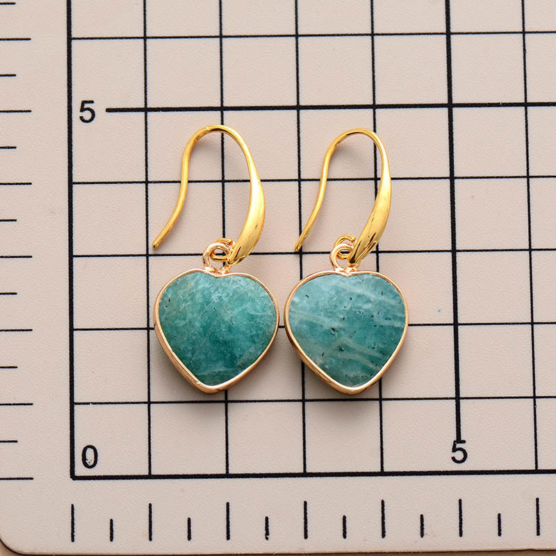 Natural Stone Heart Drop Earrings - AllIn Computer