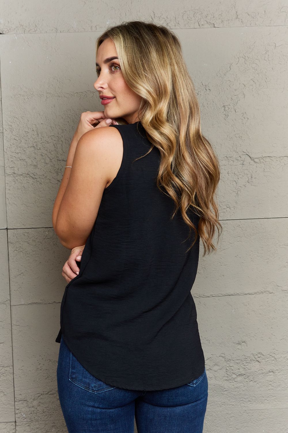 Ninexis First Glance Sleeveless Neckline Slit Top - AllIn Computer