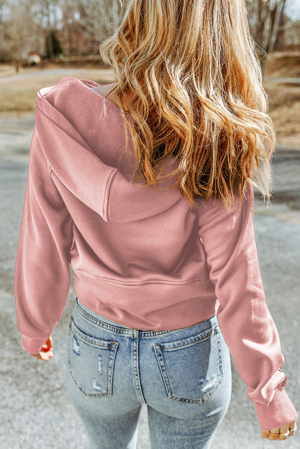 Double Take Half-Zip Thumbhole Sleeve Hoodie - AllIn Computer