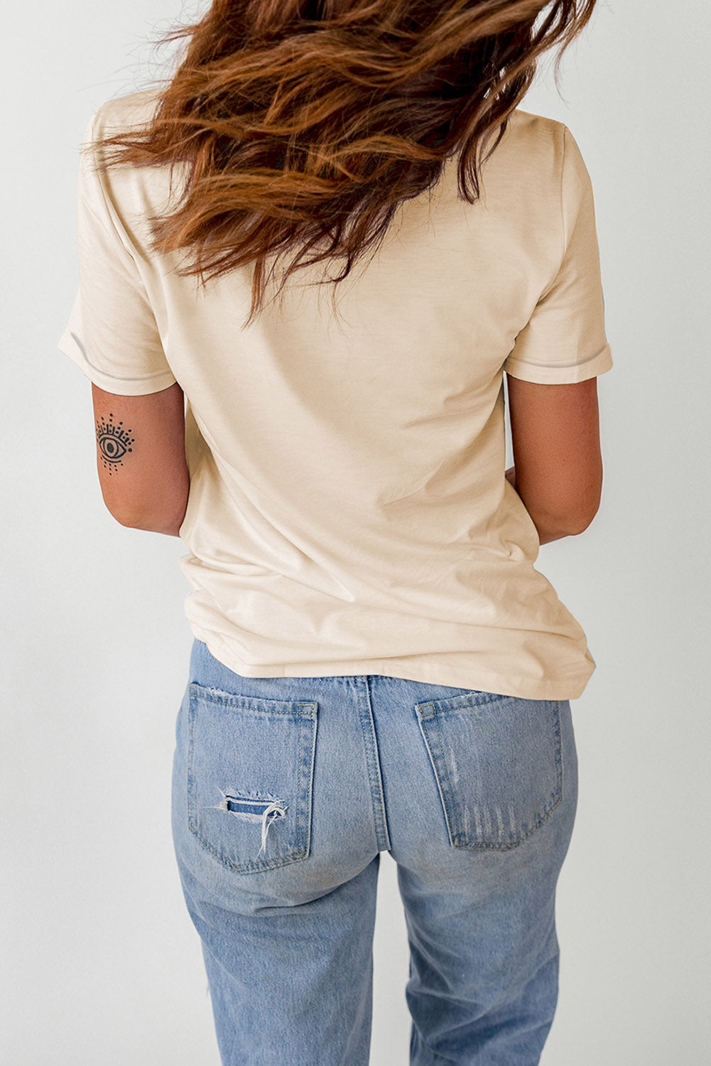 Letter Graphic Round Neck T-Shirt - AllIn Computer