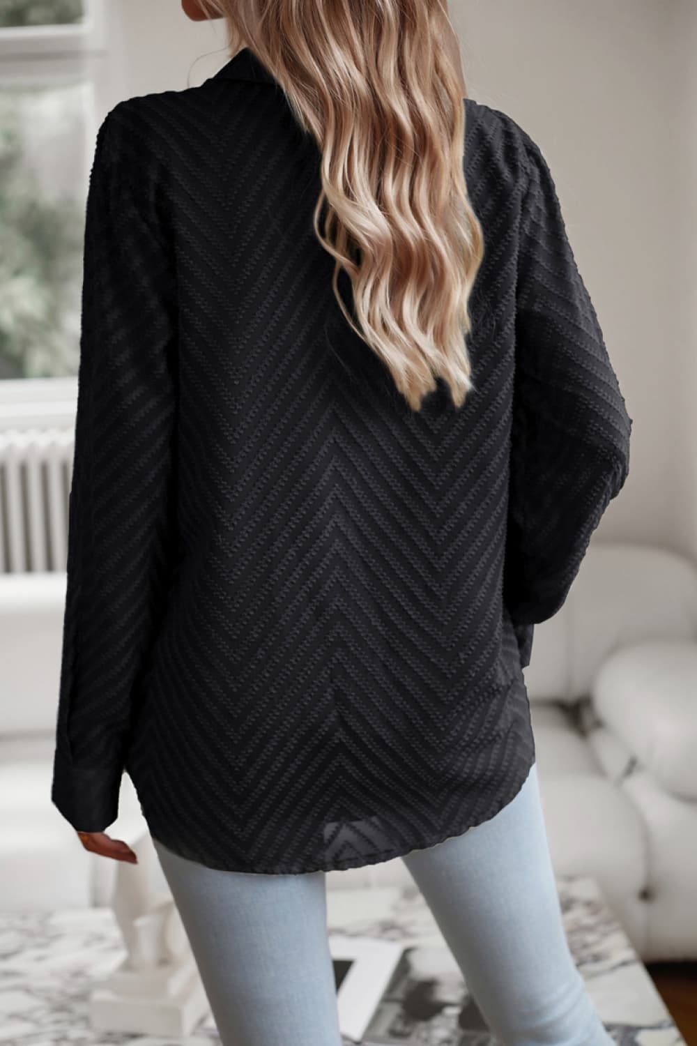 Collared Neck Long Sleeve Pocketed Shirt - AllIn Computer