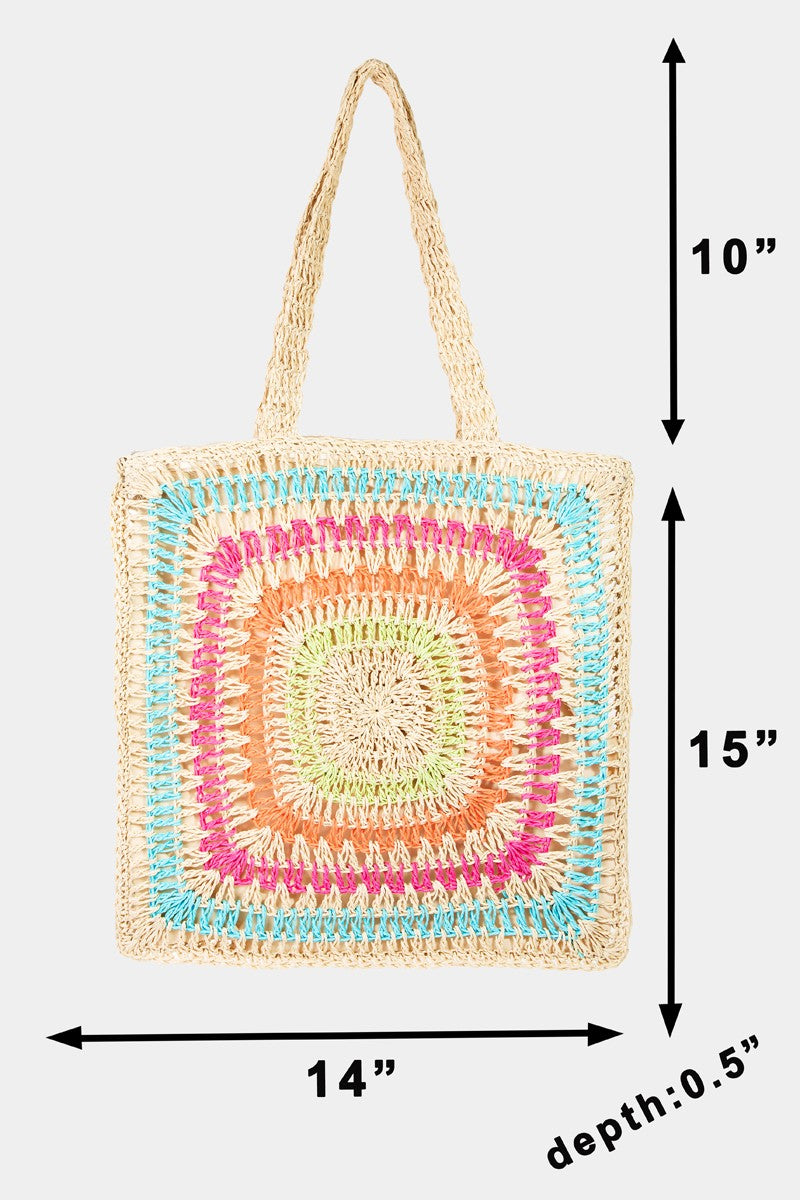 Fame Rainbow Crochet Knit Tote Bag - AllIn Computer