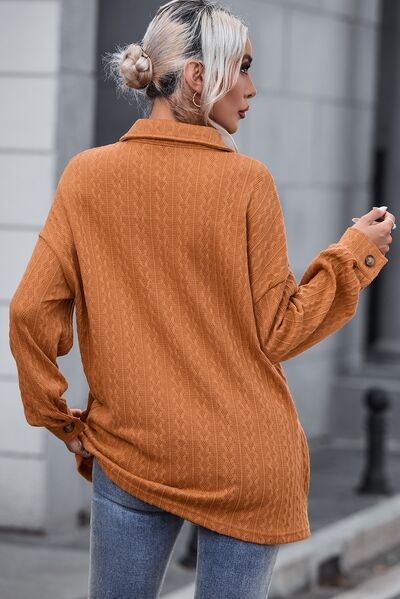 Textured Button Up Shacket with Pockets - AllIn Computer